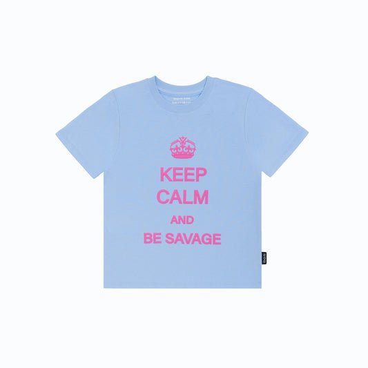 Keep Calm and Be Savage Baby Tee Blue