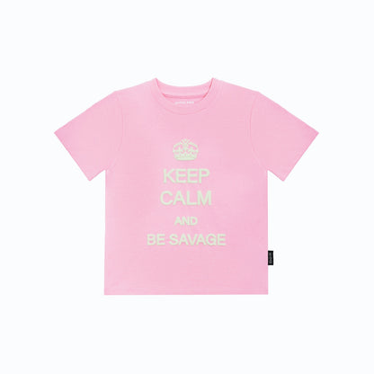 Keep Calm and Be Savage Baby Tee Pink