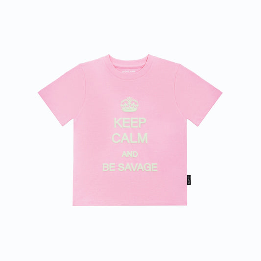 Keep Calm and Be Savage Baby Tee Pink