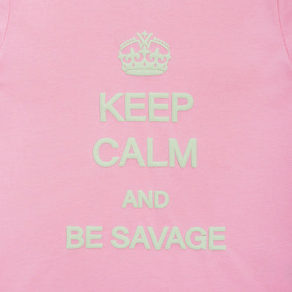 Keep Calm and Be Savage Baby Tee Pink