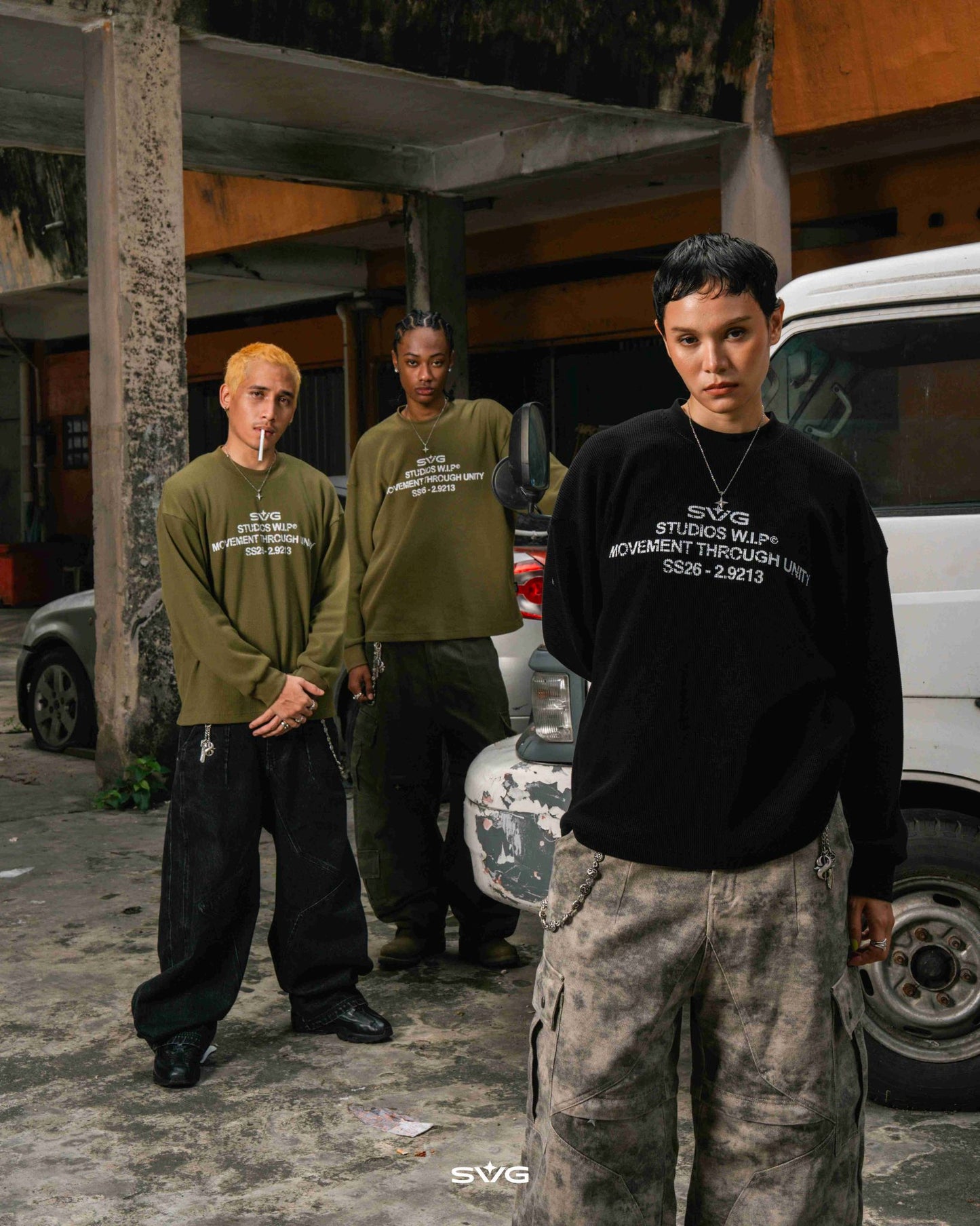 SS26 Waffle Long Sleeve Tee Black