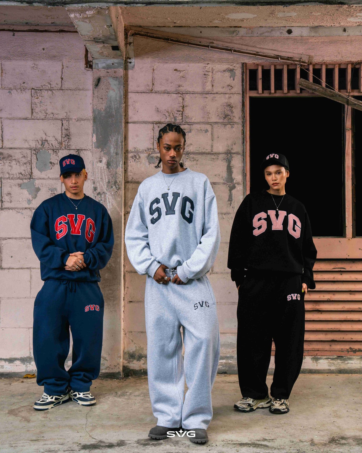 SVG Embroidery Leather Sweatset Blue