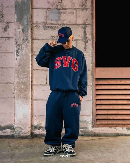 SVG Embroidery Leather Sweatset Blue