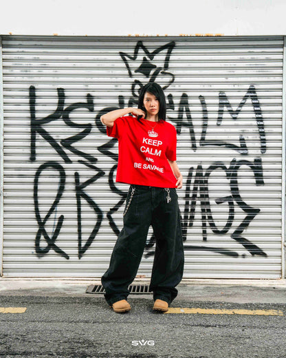 Keep Calm And Be Savage Tee Red