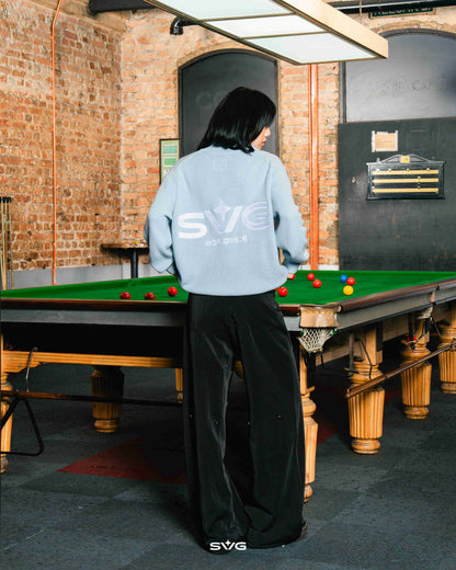 Knitted Half Zipper Baby Blue