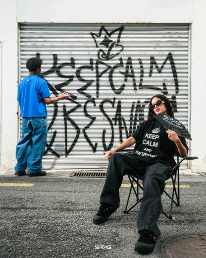 Keep Calm And Be Savage Tee Black