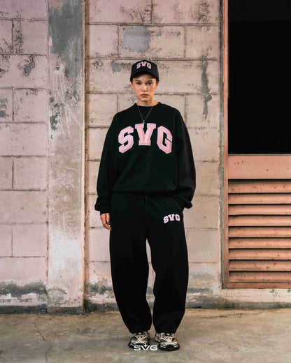 SVG Embroidery Leather Sweatset Black