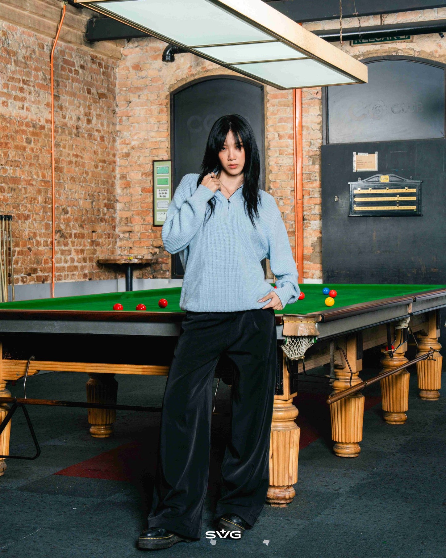 Knitted Half Zipper Baby Blue