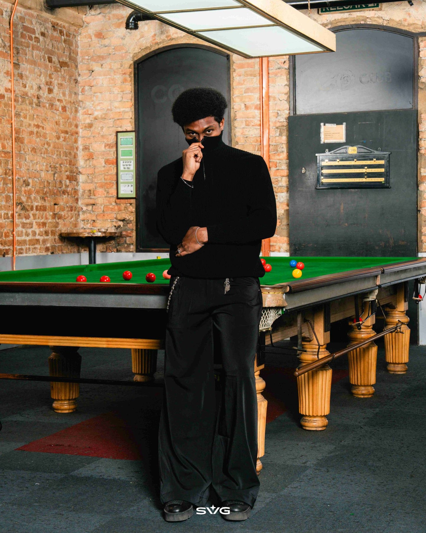 Knitted Half Zipper Black