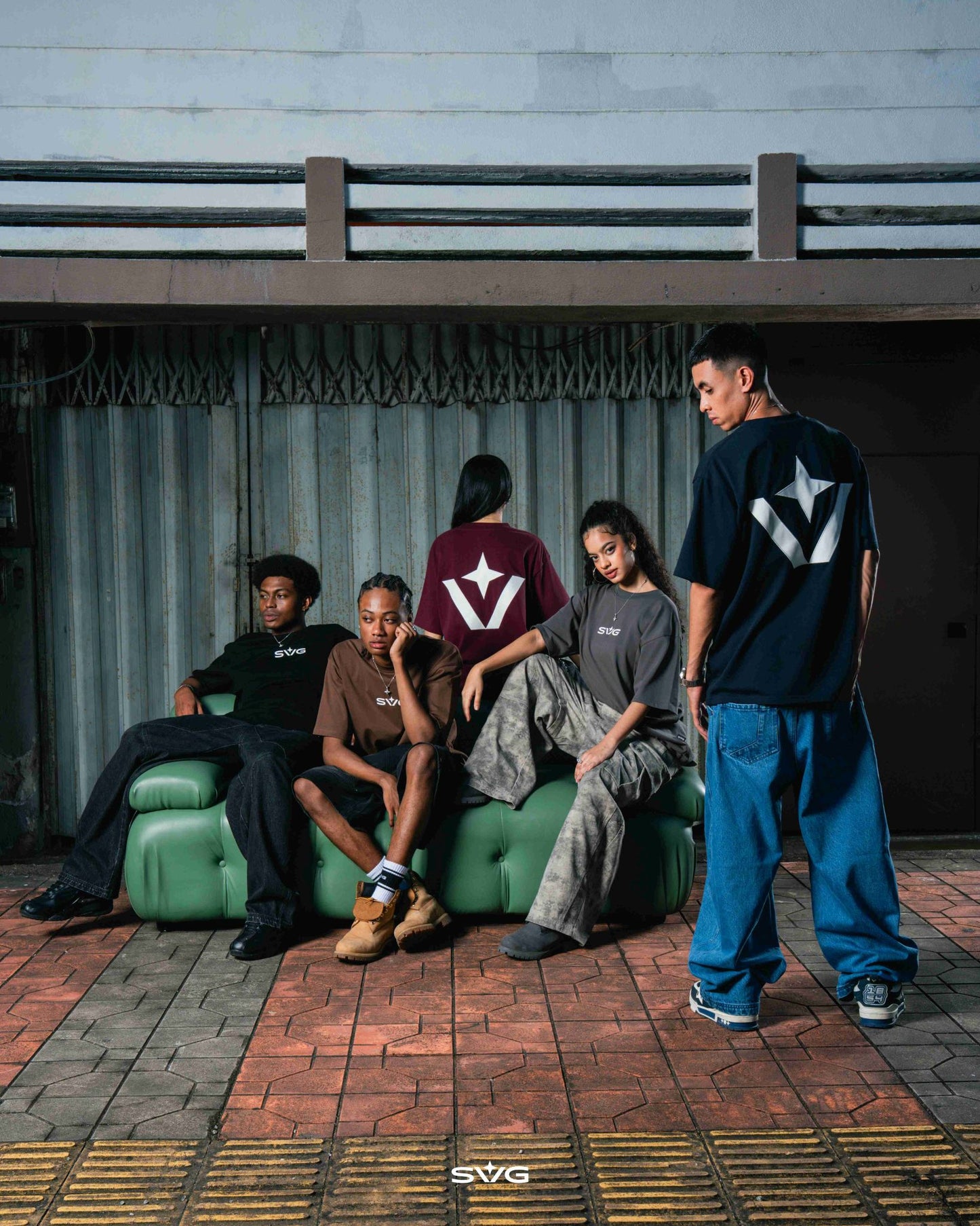 Victory Embroidery Leather Tee Burgundy