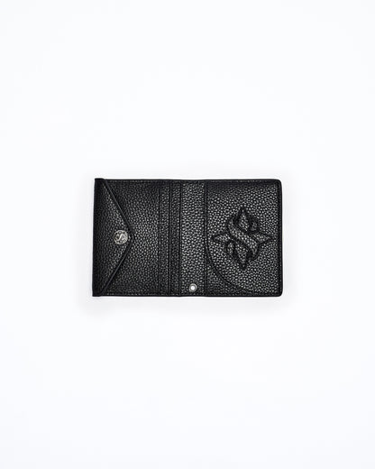 Compact Button Leather Wallet