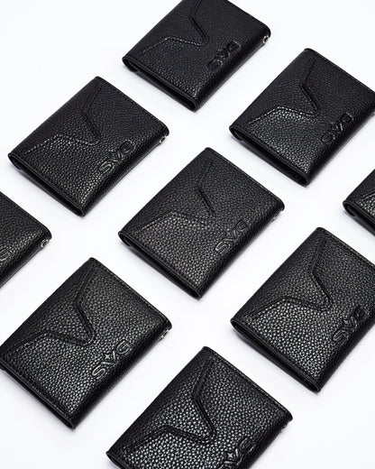 Compact Button Leather Wallet