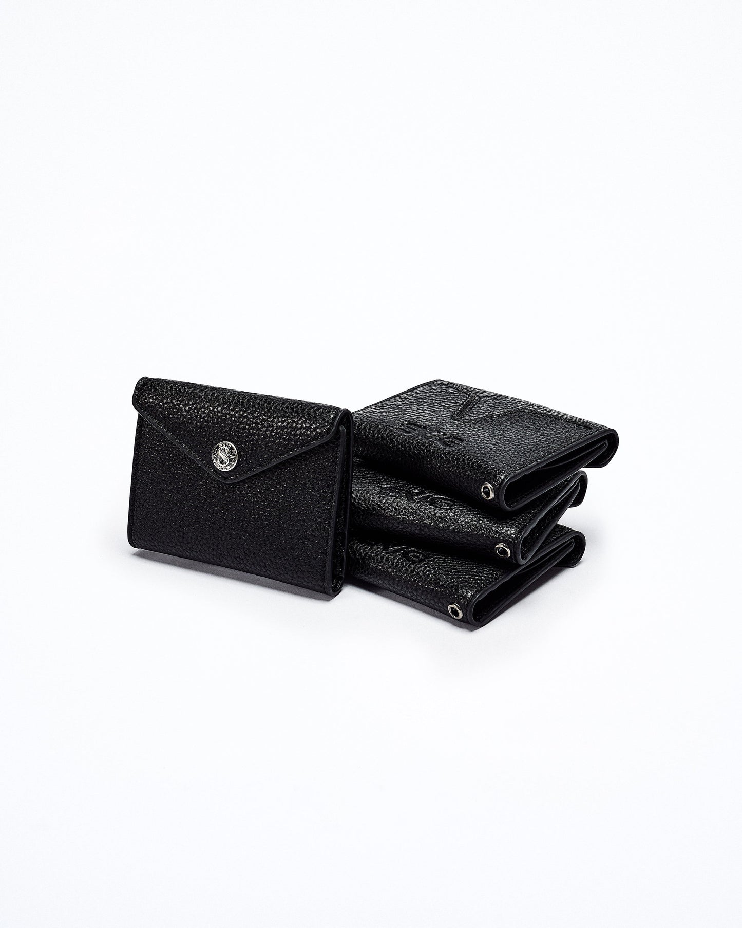 Compact Button Leather Wallet