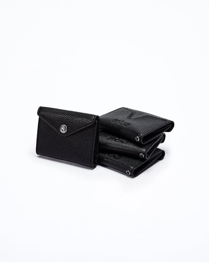 Compact Button Leather Wallet