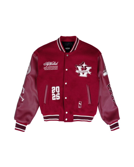 Wool Leather Maroon Varsity