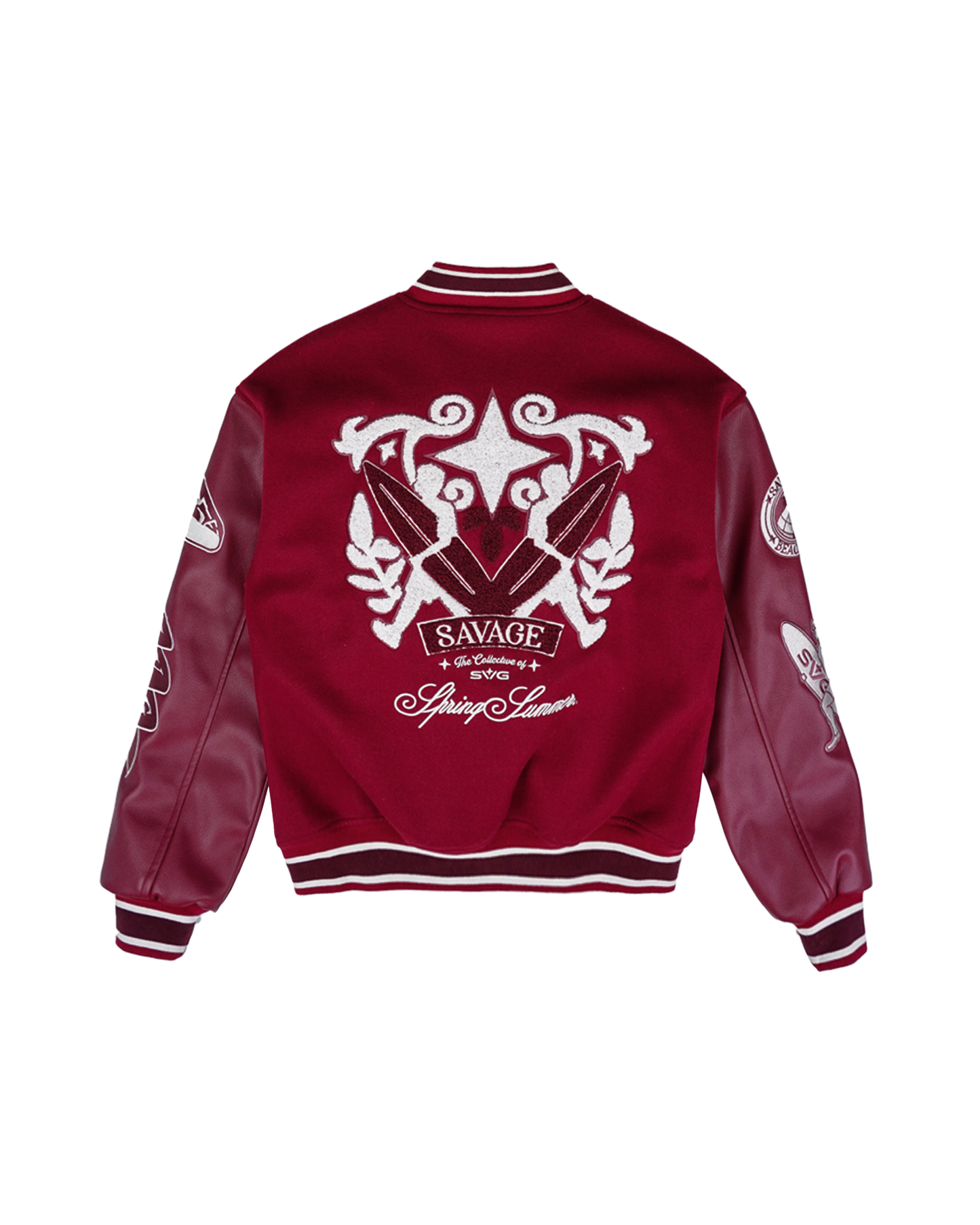 Wool Leather Maroon Varsity