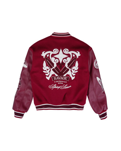 Wool Leather Maroon Varsity