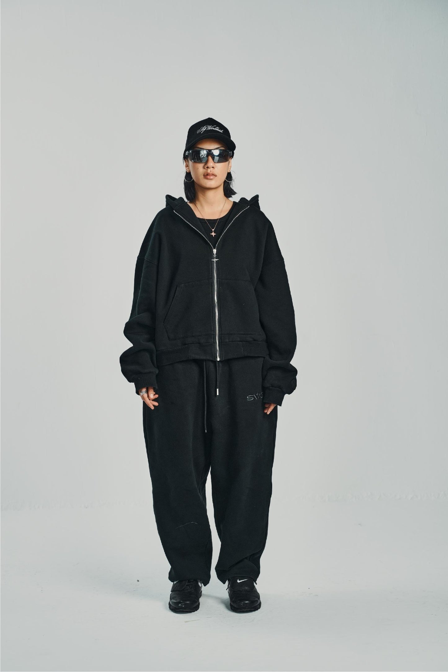 Zipped Black Suit Set