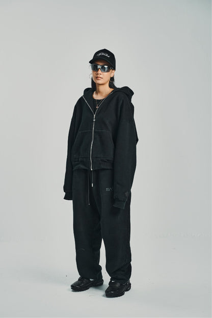 Zipped Black Suit Set