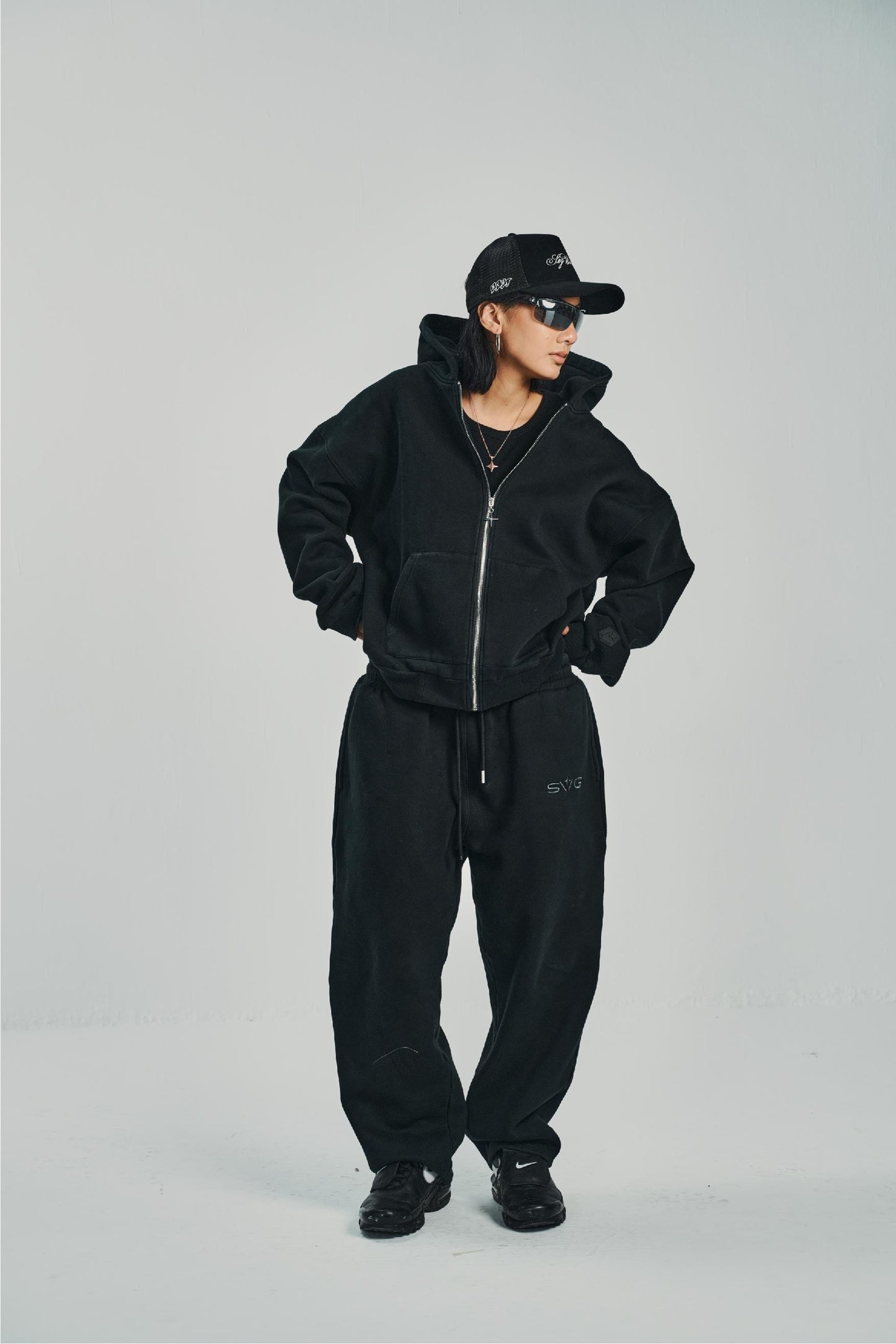 Zipped Black Suit Set