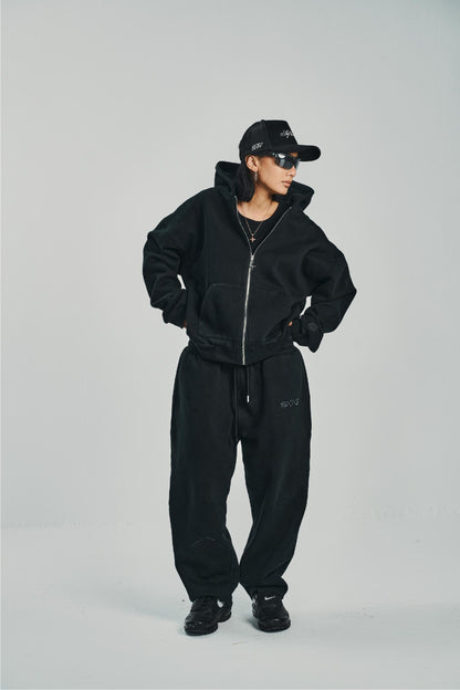 Zipped Black Suit Set