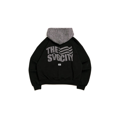 Waving Flag Zipper Hoodie Black