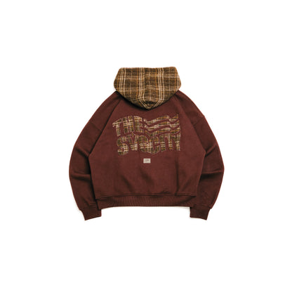 Waving Flag Zipper Hoodie Brown