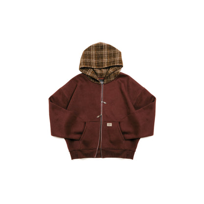 Waving Flag Zipper Hoodie Brown
