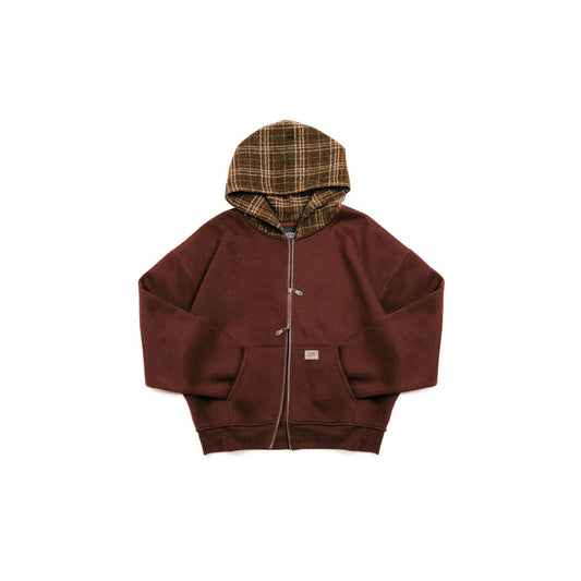 Waving Flag Zipper Hoodie Brown
