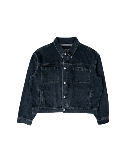 Crop Black Denim Jacket