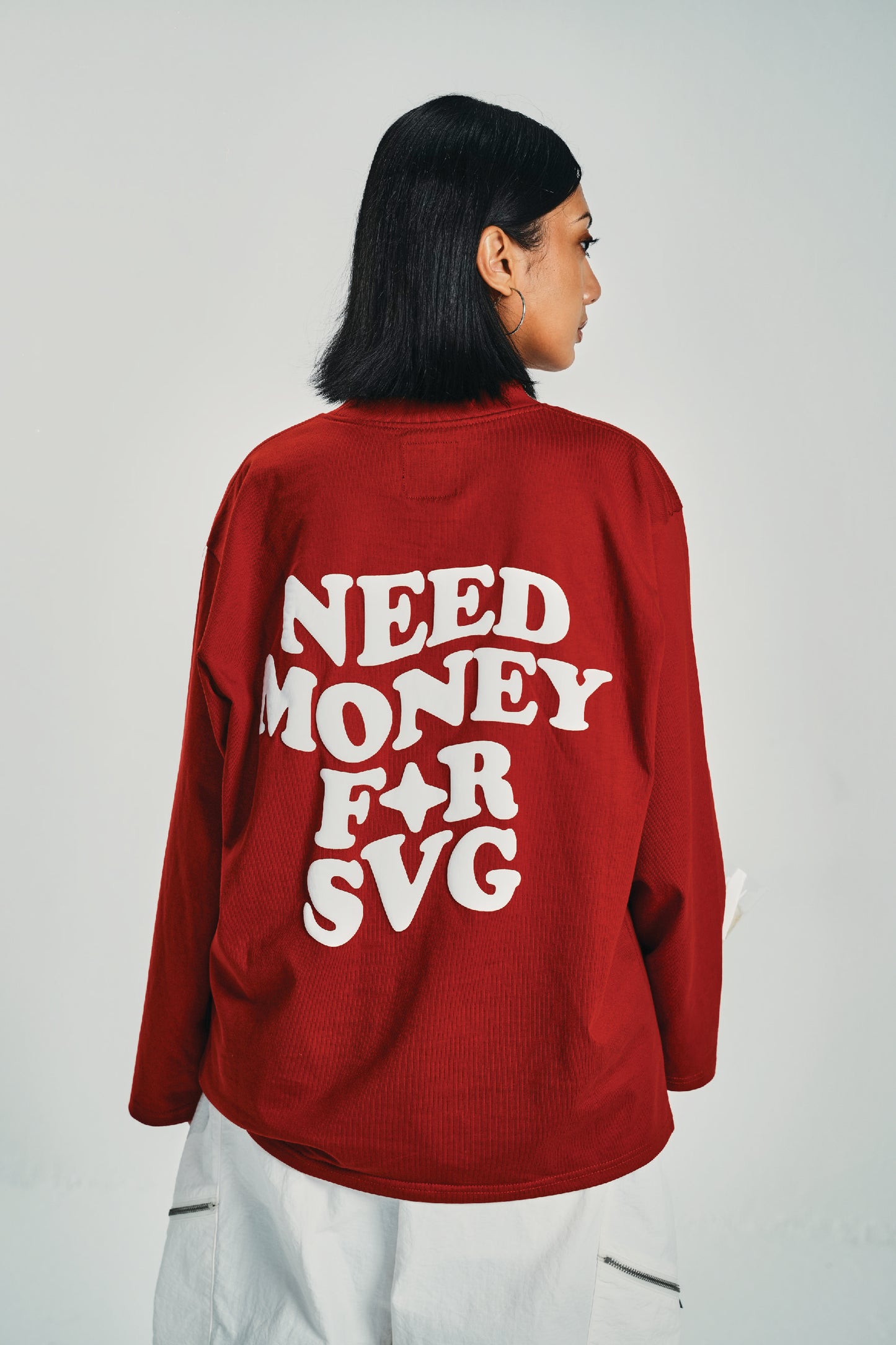Need Money For SVG Maroon Longsleeve Tee