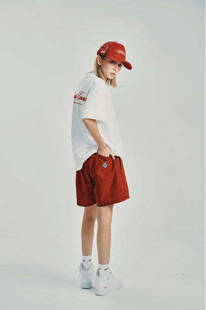 Cursive Maroon Short