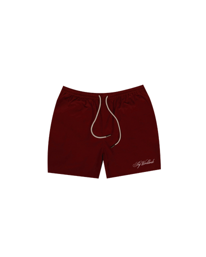 Cursive Maroon Short